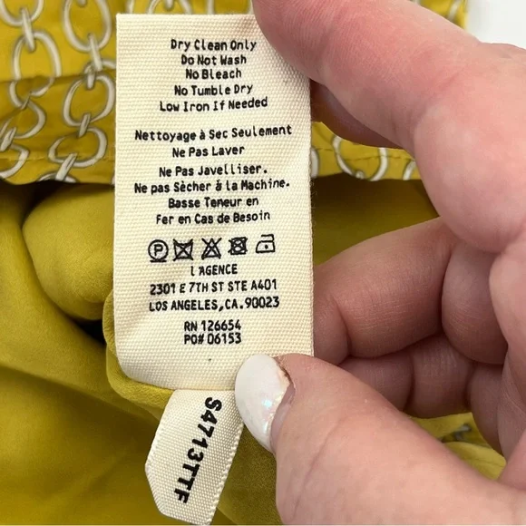 L'AGENCE Jane‎ Chain Print 100% Silk Camisole Goldchamp Womens Tank Large NEW